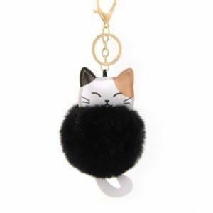 Cat Pom Pom Keychain